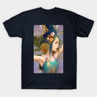 Dancing Earth Goddess Hippie Girl Floral Flowers T-Shirt